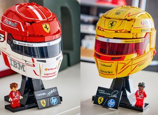 LEGO Ferrari F1 helmets of Charles Leclerc and Lewis Hamilton