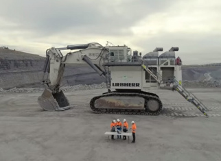 Real Liebherr R 9800 excavator controlled with LEGO® parts and Control+ app