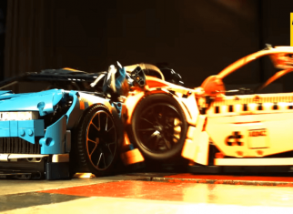 German roadside assistance crashes LEGO® Bugatti Chiron and Porsche