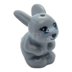 LEGO Konijn Zittend met Blauwe Ogen, Zwarte Neus en Mond en…