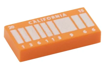 LEGO Tile 1 x 2 with 'CALIFORNIA' License Plate Pattern
