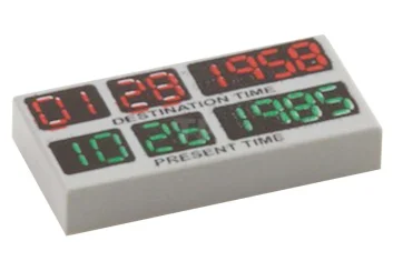 LEGO Tile 1 x 2 with 'DESTINATION TIME' and 'PRESENT TIME'…