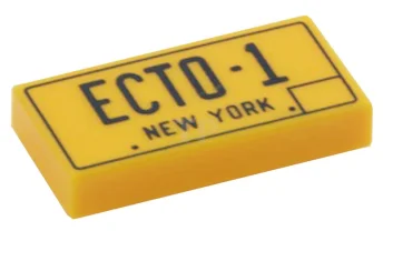 LEGO Tile 1 x 2 with "ECTO-1" License Plate Pattern