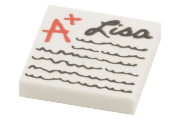 LEGO Fliese 2 x 2 mit "A+ Lisa" und Schreiblinien-Muster