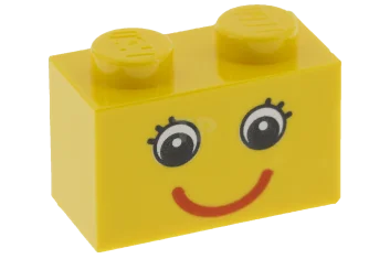 LEGO Brick 1 x 2 with Eyes and Smile Pattern