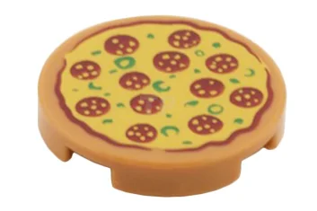 LEGO Piastrelle, rotonde 2 x 2 con motivo Pizza Pepperoni