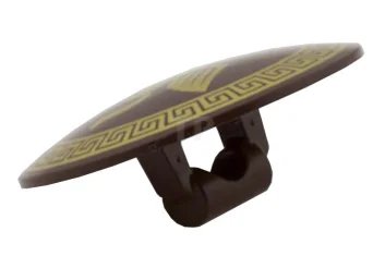 LEGO Minifigur, Schild rund mit abgerundeter Vorderseite und goldenem geflügelten Pferdemuster
