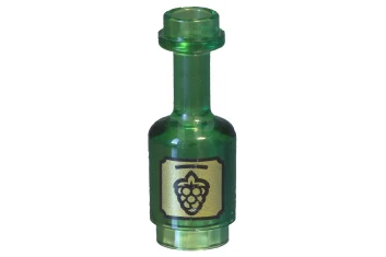 LEGO Minifig, Bottiglia di utensili con uva nera su sfondo dorato…