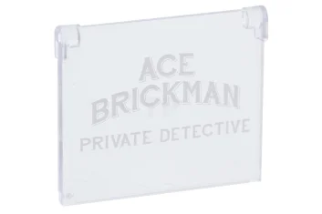 LEGO Glass 4 x 3 with "ACE BRICKMAN PRIVATE DETECTIVE"