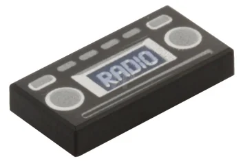 LEGO Tile 1 x 2 with "RADIO" Pattern