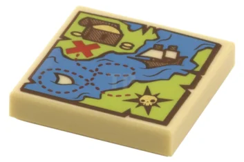 LEGO Tile 2 x 2 with Map Treasure Chest Pattern