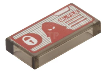 LEGO Tegel 1 x 2 met hangslot, hoofdmasker en "ML-FILE" patroon