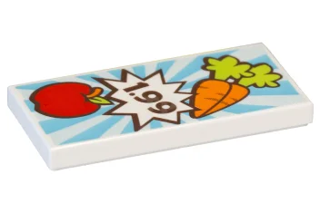 LEGO Tile 2 x 4 with Carrots, Apple and "1.99" Pattern