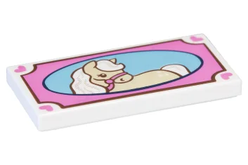 LEGO Tile 2 x 4 with Picture Frame and Horse Pattern