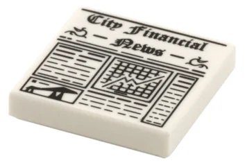 LEGO Tile 2 x 2 with Newspaper 'City Financial News' Pattern