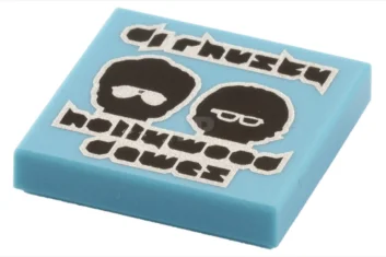 LEGO Piastrelle 2 x 2 con il motivo 'dj rhusty'e 'hollywood…