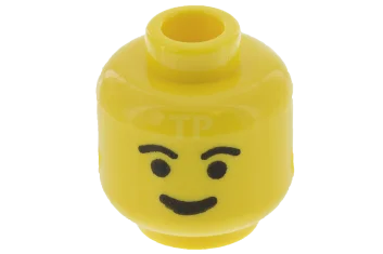 LEGO Tête de figurine avec motif de rictus et de sourcils.