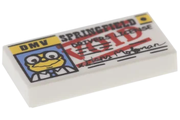 LEGO Piastrelle 1 x 2 con motivo "SPRINGFIELD DRIVERS LICENSE" dei…