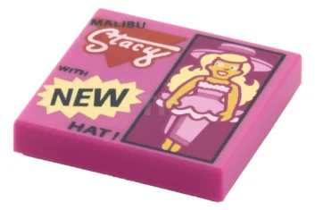 LEGO Tegel 2 x 2 met Pop en "MALIBU Stacy MET…