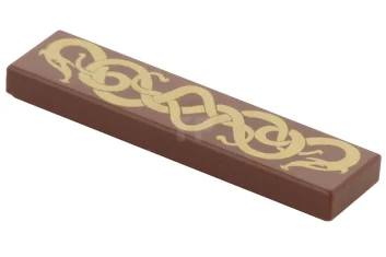 LEGO Tile 1 x 4 with Viking Snakes Pattern