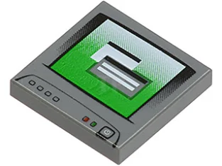 LEGO Tegel 2 x 2 met computermonitorpatroon (witte aan/uit-schakelaar)