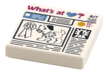 LEGO Tile 2 x 2 with Newspaper "What's at Heart?" Pattern