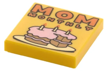 LEGO Tegel 2 x 2 met "MOM MONTHLY" Patroon