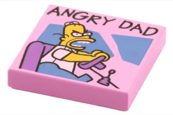 LEGO Tegel 2 x 2 met "ANGRY DAD" patroon
