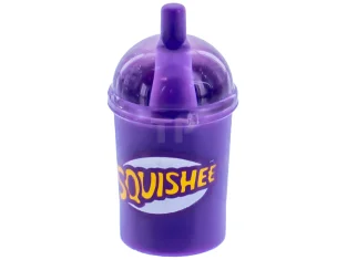 LEGO Minifiguur, Utensil Cup, koepelvormige dekselbeker en rietje met donkerpaars en…