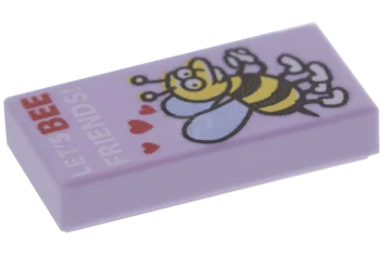 LEGO Tegel 1 x 2 met Bij met hartjes en "LET'S…