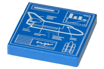 LEGO Tile 2 x 2 with Space Shuttle Blueprint Pattern