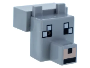 LEGO Wezen hoofd blokkerig met gepixeleerd gezicht Patroon (Minecraft Wolf)