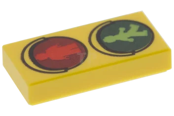 LEGO Tile 1 x 2 with Traffic Light Pattern