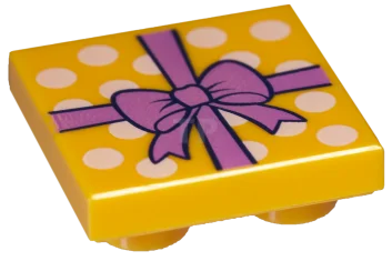 LEGO Carreau 2 x 2 inversé avec motif de papier cadeau.