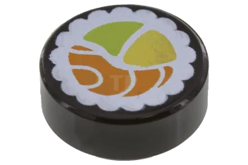 LEGO Tegel 1 x 1 Rond met Sushi Patroon