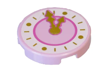 LEGO Fliese 2 x 2 Rund mit unterem O und Uhr-Muster