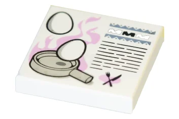 LEGO Tile 2 x 2 with Eggs and Frying Pan Pattern