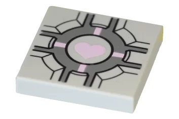 LEGO Tile 2 x 2 with Companion Cube Heart Pattern