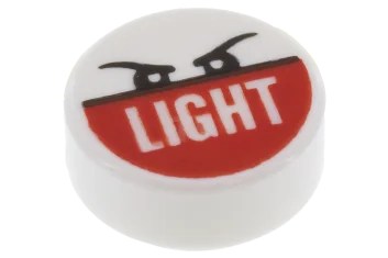 LEGO Tile 1 x 1 Round with Angry Eyes and 'LIGHT'…