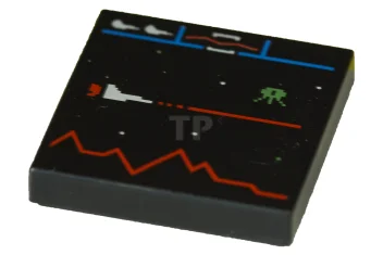 LEGO Tile 2 x 2 with Defender Video Game Display Pattern