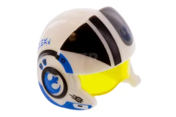 LEGO Minifiguur, Hoofddeksel Helm SW Rebel Pilot Verhoogde voorkant met transgeel…