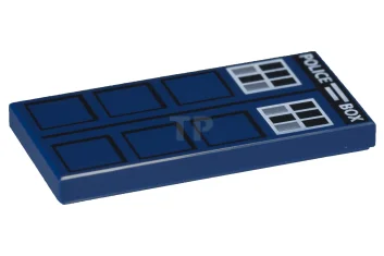 LEGO Tile 2 x 4 with 'POLICE BOX' Pattern (TARDIS)