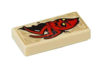 LEGO Tile 1 x 2 with Red Spider Pattern