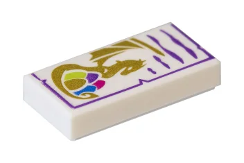 LEGO Fliese 1 x 2 mit Drachen- und Textzeilen-Muster