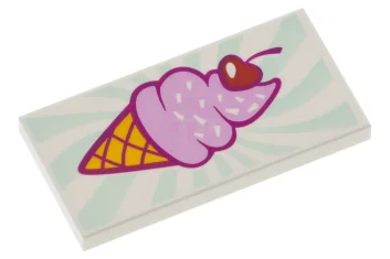 LEGO Tile 2 x 4 with Ice Cream Cone Pattern