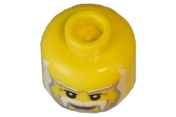 LEGO Kopf Minifigur mit grauem Bart, Schnurrbart und Augenbrauen Muster