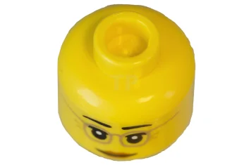 LEGO Kopf-Minifigur mit Brille und neutralem Gesicht/vergnügtem Gesichtsausdruck