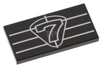 LEGO Tile 2 x 4 with '7' and Grille Lines Pattern