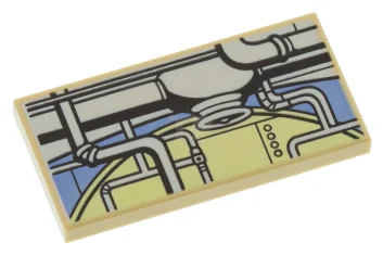 LEGO Tile 2 x 4 with Pipes and Fittings Pattern