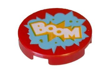 LEGO Fliese 2 x 2 Rund mit unterem O und "BOOM"-Muster